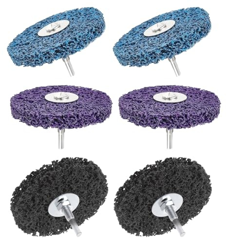 ROSYLEVE 6 Piezas Disco CSD de 100 mm CBS con mandril tensor de 6 mm, Disco Abrasivo Grueso/Lila/azul/Negro, Juego de Discos de Limpieza para Amoladora Angular de Color Soldadura Oxidación