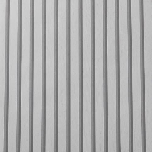 NEW-YIJUNSHUN 3D Effect Wood Slats Wallpaper, Grey Wooden Slat Wall Panelling Wallpaper for Bedroom Living Room Hallway Stairs Lounge Hall