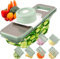 Yuirshion Gemüsehobel Edelstahl,7 in 1 Multifunktional Panel Gemüsehobel,Leicht Abtropfender Vegetable Chopper Dicer,Mit Abflusskorb und 6 Klingen-Grün