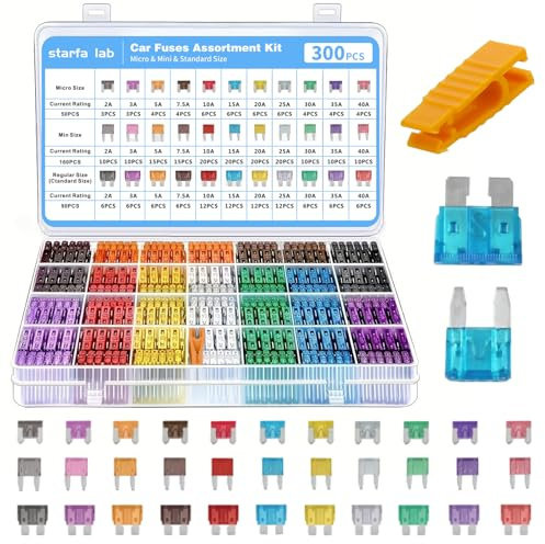 300pcs Car Fuses Kit, 160 Mini & 90 Standard & 50 Micro Blade Fuses Assorted Set, 2A-40A, Automotive Replacement Kit For Car Boat RV Truck Motorcycle with Puller Extraction Tool & Storage Case