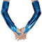 Hybursky Women Metallic Fingerless Long Gloves, Patent Leather Shiny Elbow Length Opera Gloves for Evening Party Masquerade Rave Stage Performance Cosplay Costume Night Club Dancewear (Blue)
