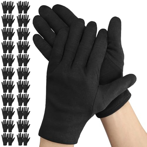 Einfa Guantes de Algodon - 20 Pares (40 Piezas) Negro Cotton Gloves Grande - L 25cm Guantes Algodon Trabajo Hombre Mecánico - Negros Work Gloves de Protección Tareas Domésticas