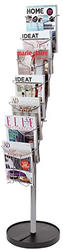 ALBA Wire Floor Literature Display Stand with 7 compartments - Silver, DDFIL7S