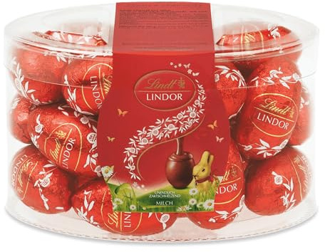 Lindt LINDOR Eier Vollmilch 450g | Zartschmelzende Vollmilch-Schokolade mit cremiger Füllung | Osterschokolade im Groß Pack | Lindt Schokoeier | Schokoladengeschenk Ostern | Ostereier Mix