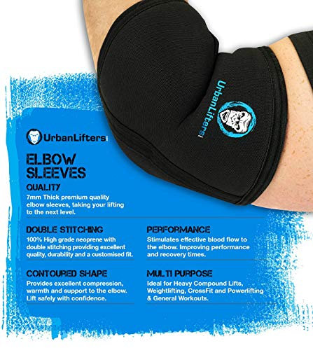 Urban Lifters Gomitiera Supporto Gomito (Paio) Eccellente Supporto, Calore e Compressione. Previene Lesioni e Migliora Prestazioni per Sollevamento Pesi, Powerlifting. Bendaggio per Gomito, M