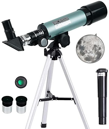 Mijiao Teleskop für Kinder, 360/50mm Astronomisches Teleskop Refraktor Weltraum Fernrohr Landschaft Teleskope Tragbares Reiseteleskop mit Stativ, Kinder Geschenke für Kinder & Einsteiger.