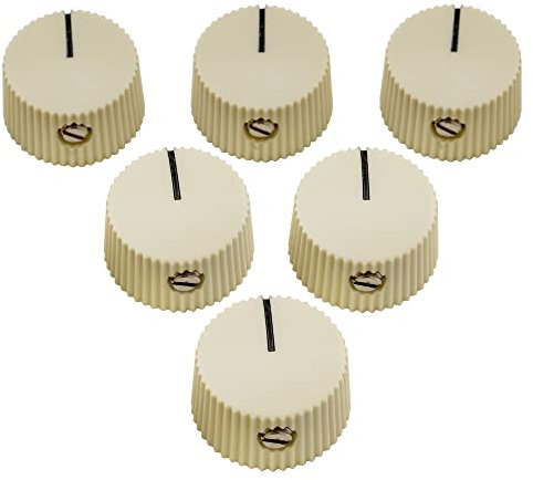 Musiclily Pro Imperial Zoll Größe Kunststoff Vintage Verstärker Potiknopfe für Solid Shaft CTS Poti, Creme (6er Set)
