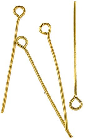 Perlin 350 Kettelstifte Gold Nietstifte 40mm x 0,7mm Kopfstifte und mit öse 4cm Perlenstifte Gold Prismenstifte für Schmuckherstellung