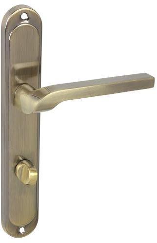domino Türgriff 78 Drückergarnitur WC - Badezimmer Set Links & Rechts Türbeschlag für WC/Badezimmertüren L-Form Türbeschläge aus Aluminium Bronze Türdrückergarnitur NEMO M3