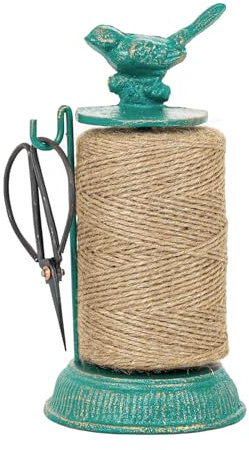 Sungmor Cast Iron Garden Twine Holder Set - 1300ft. Natural Jute Twine String & Rope Rack & Scissors - Decorative & Practical Home Arts Crafts Tools for Picture Display Gift Wrapping Packing Gardening