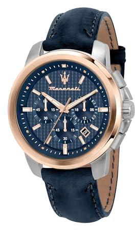 Maserati Successo Orologio Uomo, Cronografo, in Acciaio, PVD Oro Rosa, Pelle naturale - R8871621015