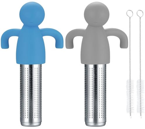 2 Pezzi Filtro per Tè, Infusore per Tè Sfuso in Acciaio Inossidabile, Colino per Tè Sfuso per Tazze, Teiere, con 2 Spazzole per Pulizia