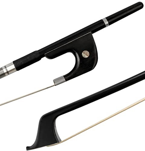 Bogen für Violine Aufrechter Kontrabass-Bogen Aus Karbonfaser, 1/2 Größe, Für Fortgeschrittene Spieler, Starkes Und Langlebiges Ebenholz, Frosch, Natürliches Pferdehaar