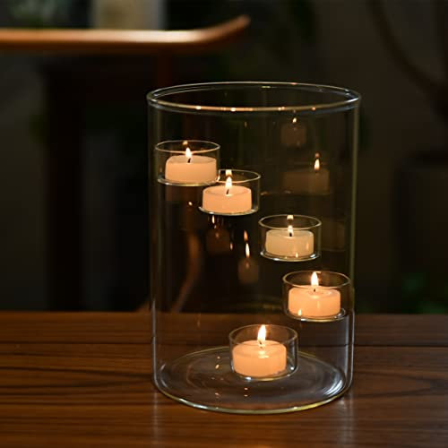 LANLONG Hurricane Candle Holders Glass Tea Light Candle Holders Pillar Candles 21cm Tall Clear Votive Candle Holders for Wedding Table Centerpieces Party Home Living Room Decoration, No.2