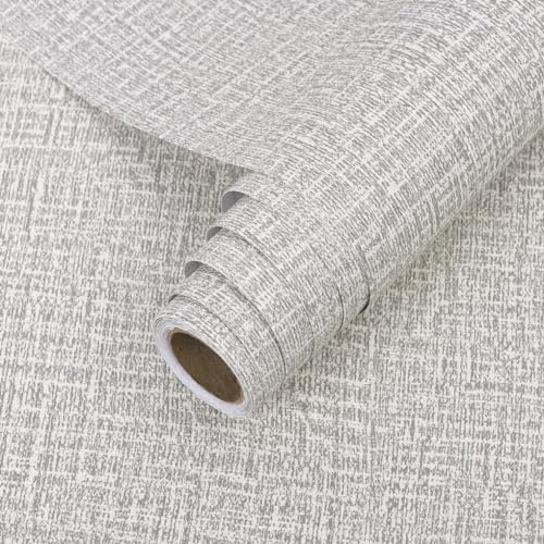 Arthome vinilo adhesivo muebles 40cmx10m Texturizado Grasscloth Papel Pintado,Autoadhesivo Removible Contacto Papel Adhesivo para Dormitorio Estar Armario,Revestimiento mural adhesivo(Gris）