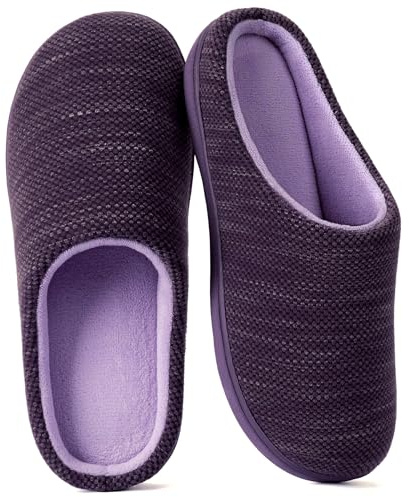 RockDove Women's Birdseye Knit Memory Foam Slipper, Size 5/6 UK Women, Eggplant