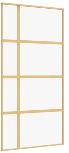 vidaXL Porte Coulissante, Porte Suspendue avec Butoir, Porte avec Panneaux Grange Cuisine Maison Intérieur, Doré Verre Clair et Aluminium