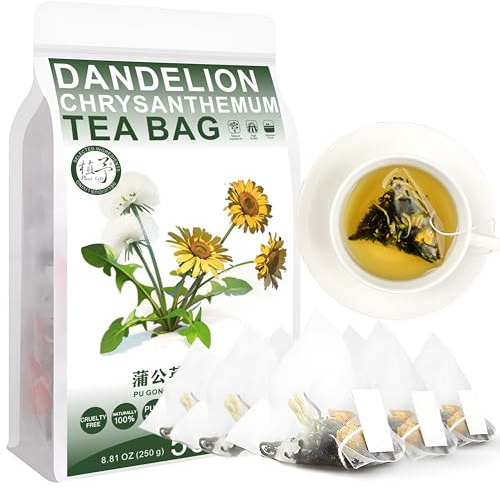 100% Dandelion Chrysantheme Tea Bag, 250g/8.81oz (5g*50bags) Geißblatt Löwenzahn Blätter Tee, natürlicher Kräutertee, Kombination Kräutertee