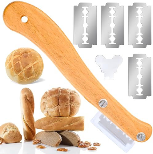 behone Bäckermesser,Baguettemesser,Teigmesser Bäckermesser,Brot Bäcker Cutter,Teig Rasiermesser Werkzeug mit 5 Klingen für DIY Brot Backen,Einschneiden von Baguette Teigmesser