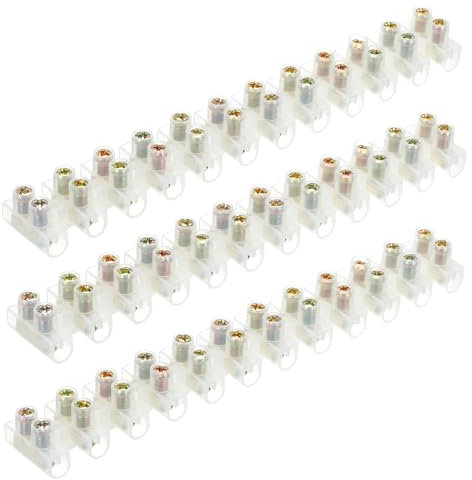 sourcing map Terminal Block 12 Positions 380V 30A Dual Row Screw Terminal Strip Block Terminals Barrier Strip Wire Connector 3Pcs