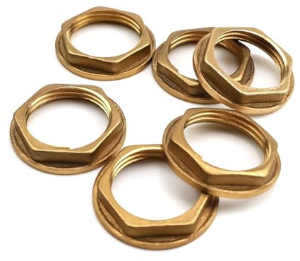 HERKINDNESS 6 Stück 3/4 Zoll Flanschmuttern, Überwurfmutter 3/4 zoll aus Messing, Muttern Rohrverschraubung mit Flansch, für Badezimmer, Waschbecken Armaturen, Sanitär Armaturen