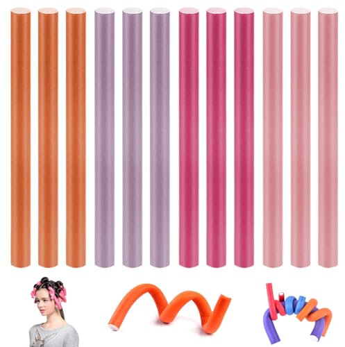 YATEICBC 12 Pcs Ferro arricciacapelli flessibile, senza schiuma termica, adatto per capelli lunghi e corti delle ragazze, ferro arricciacapelli per ricci grandi e piccoli (colore casuale)