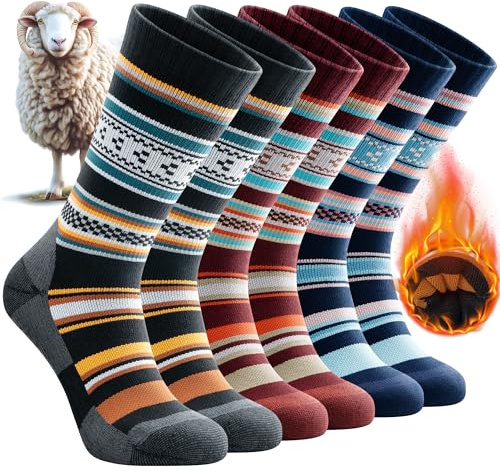 Benirap Merino Socken Wandersocken, Professionell Thermosocken Wintersocken, Outdoor Anti-Blasen Trekkingsocken Arbeitssocken Warme Wollsocken skisocken für Herren Damen 3 Paar (Farbe 2 L)