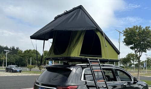 Tienda de campaña para el techo del coche, color negro y gris, rígida, aluminio, para camping, triángulo (tienda de techo sin toldo)