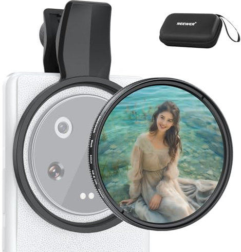 NEEWER 2 In 1 67mm Clip On CPL & Black Mist Diffusion 1/4 Filter Compatible with Android Samsung Google Pixel Huawei Xiaomi, Circular Polarizing Phone Camera Lens Photography Accessories Kit, FL-B35
