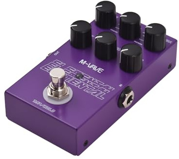 Funien Guitarra Elemental Pedal de Efectos de Retardo con 9 Efectos Retardo Modos Toque y Retención Carcasa Hierro Púrpura