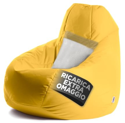 Avalon - Puff Poltrona Sacco XXL Jive Deluxe Sfoderabile, Pouf Sacco di Qualità Sartoriale, Bean Bag per Sedersi Ergonomico, Tessuto Antistrappo Impermeabile, Made in Italy(95x135cm-Giallo Limone)