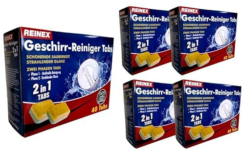 Detergente per stoviglie Tabs – 2 fasi Tabs – Lavastoviglie Tabs Extra Forte 40 Tabs