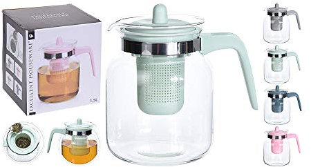 EXCELLENT HOUSEWARE 76320 Teekanne aus Glas, transparent, 1,5 l