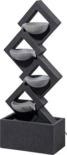 dobar® 96180e Vesta Design Gartenbrunnen Groß 4 Schalen | LED Beleuchtung | Outdoor Wasserfall Polyresin | Wasserspiel Kunststein | Springbrunnen für Garten/Terrasse/Balkon | 41 x 21 x 100,5 cm