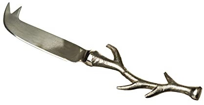 The Just Slate Company JS/CK/S/B Stag Antler Cheese Knife, Stainless Steel, Silver