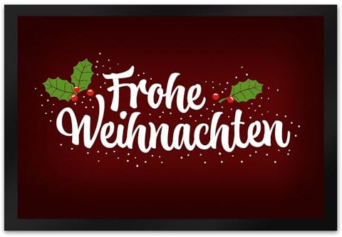 trendaffe - Frohe Weihnachten Fußmatte XL mit Blätter und Beeren Motiv