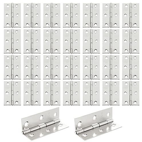 MIVIDE 20 Pcs 3in Door Hinges , 75mm Door Hinges 3”, Silver Stainless Steel Hinges, Butt Hinges 75mm for Interior Doors, Window, Small Household Furniture, Cabinet