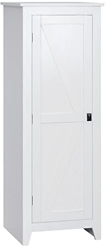 HOMCOM Armoire de Rangement sur Pieds buffet cuisine meuble de rangement pour Salle de bain Gain de Place Style Classique avec 2 étagères réglables- Hauteur 120 cm en Bois Blanc