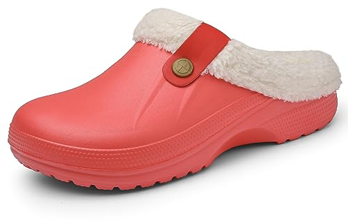 Meik Mangni Zuecos de Mujer Mules Caliente Forro Hombre Invierno Pantuflas Impermeable Zapatos de jardín Antideslizantes Zapatillas de Estar en Casa