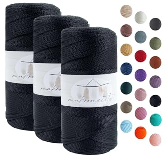 Makromecity 3 trådar makramégarn 2 mm x 115 m premium polyester makramérep polypropylen garn för hantverk heminredning platsplatta axelväska handväska löpare nappkedja 20 färger
