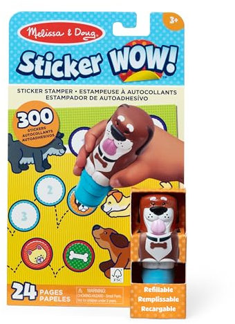 Melissa & Doug - Sticker WOW Hunde Stickerstempel und Block - mit 300 Stickern, Aufkleberstempel und 24-seitigem Beschäftigungsblock, für spielerisches Lernen, für Kinder ab 3 Jahren
