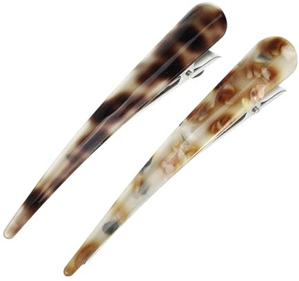 VOCOSTE 2Pcs Pinces À Cheveux En Métal En Forme De Bec De Canard, 5,31X0,83, Marron