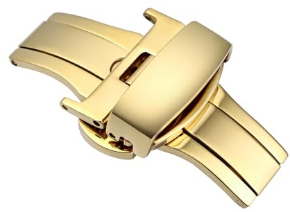 WOCCI 20mm Faltschließe aus Edelstahl für Uhrenarmband, Polierte Schnalle (Goldener)