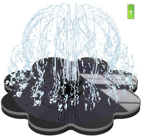 SZMP Solar Springbrunnen 2025 Neue, 2000mAh Akku - Arbeiten an Trüben Tagen - Solar Teichpumpe, Wasserpumpe Solar Schwimmender Fontäne Pumpe mit 8 Effekte & 4 Fixe Rohre für Garten,Vogel-Bad