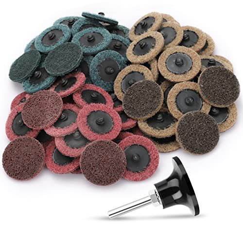 Linkstyle 90 Stück 2 Zoll Schleifscheiben-Set, 50MM Oberflächenbehandlung Scheiben mit 1/4 Zoll Padhalterschaft für Polier-Finish, Oberflächenvorbereitung, Schleifen, Fräsrost-fein, mittelgroß, grob