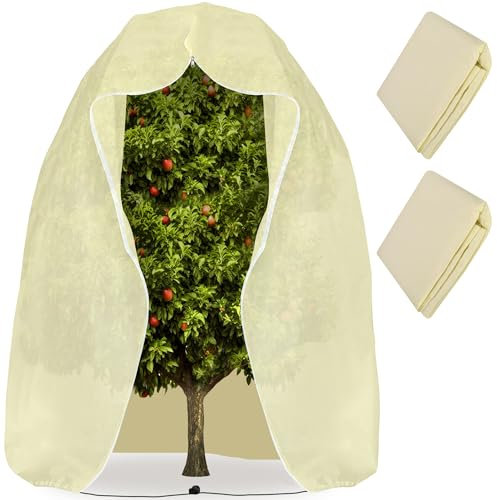 GIONAR 2Packs Large Winter Plant Frost Protection Covers-2x2.4M Garden Fleece Frost Protection for Plants with Zipper Drawstring, Rip Resistant Garden Plant Warming Fleece Jacket
