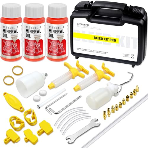 Brake Bleed Kit for Shimano,TEKTRO,MAGURA,with 180ML Mineral Brake Fluid | Brake Bleeder Kit Includes Metal Connector Hydraulic Disc Bike Brake Bleeding Kit
