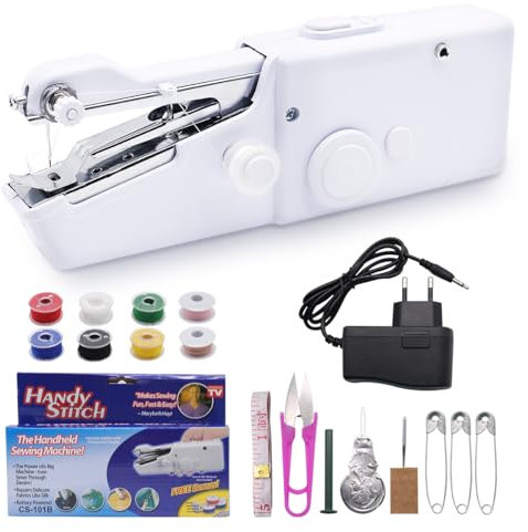 Nähmaschine Tragbar für Anfänger, Erwachsene, Elektrische Nähmaschinen mit Nähset für DIY, Kleidung, Stoff, Vorhänge (Ladeanschluss im Lieferumfang Enthalten)