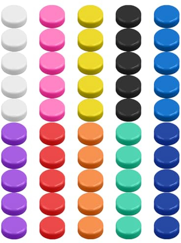 50 Morceaux D'Aimants Ronds Colorés, Aimants Pour Plaques Magnétiques, Petits Aimants, Aimants Puissants, Aimants À Tableau Blanc, Aimants De Réfrigérateur (10 Couleurs).