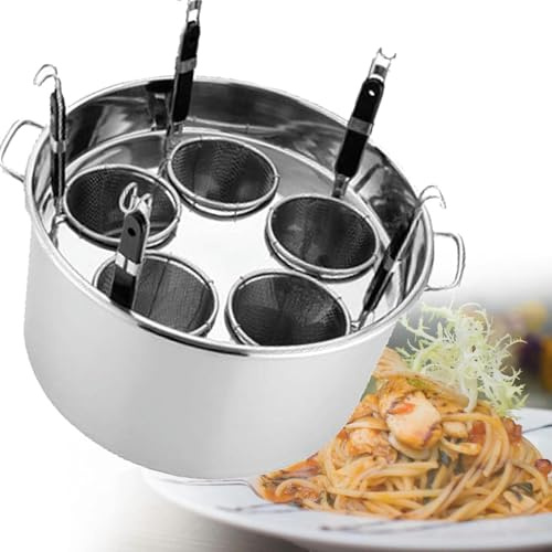Olla de pasta de acero inoxidable, olla multiusos para fideos y olla de sopa de inducción, compatible con cesta de vapor y tapa, ideal para cocinar deliciosos fideos y sopas